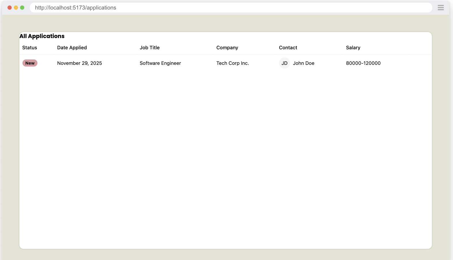A screenshot of the layout being applied to the Applications Page