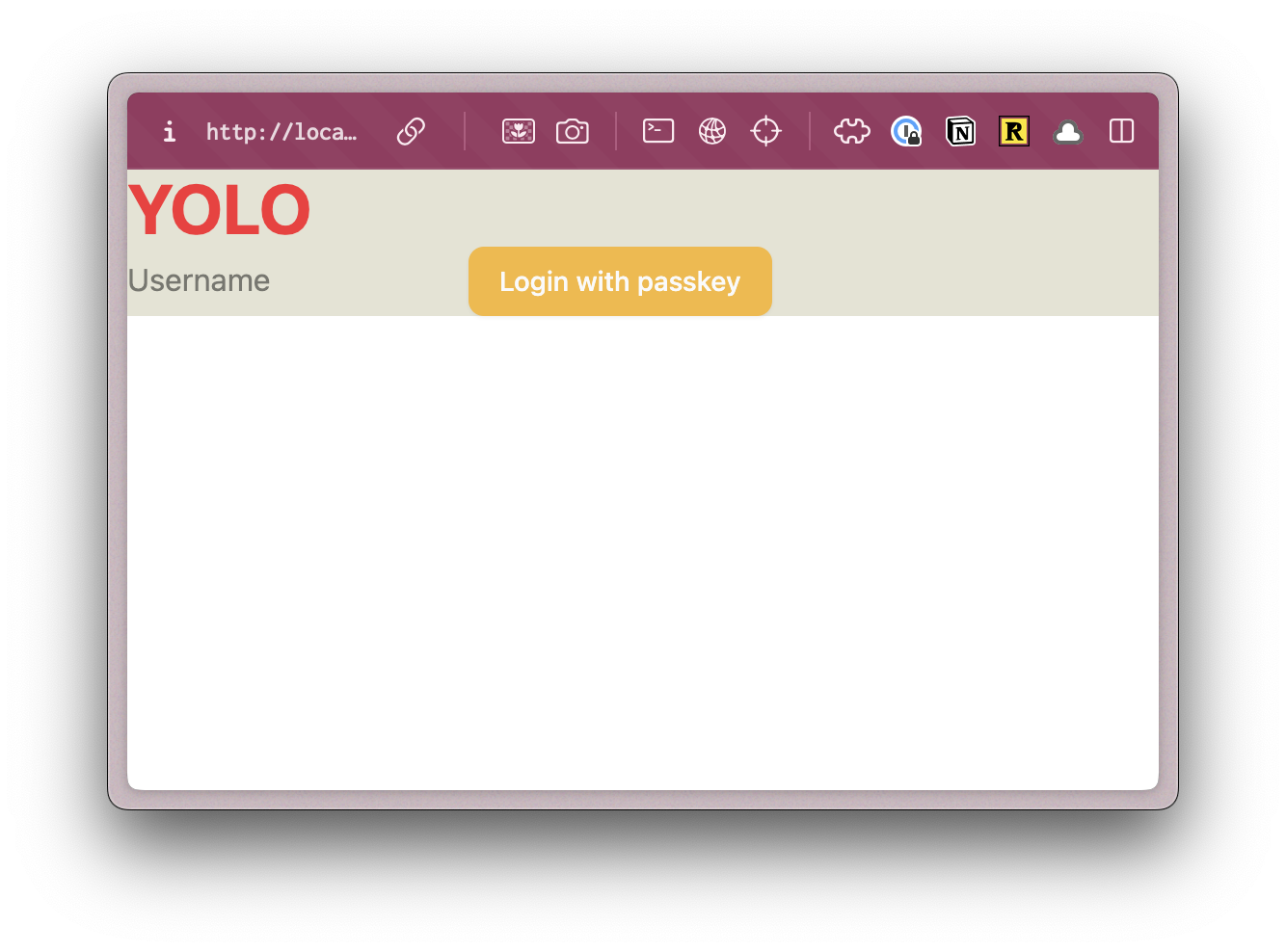 A screenshot of how the login page looked before applying the layout component