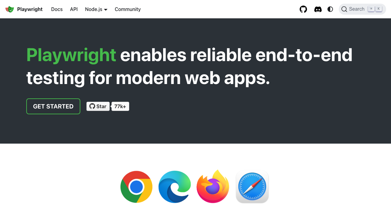 screenshot from playwright's documentation site